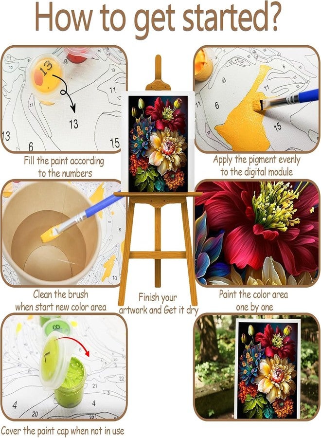 TREXEE Paint by Numbers Kits for Adults, Painting Kits for Beginners Colored Canvas, Easy DIY Acrylic Pigment Drawing Paintwork for Home Wall Decor (50X40 CM)(Without Frame) - Image 3